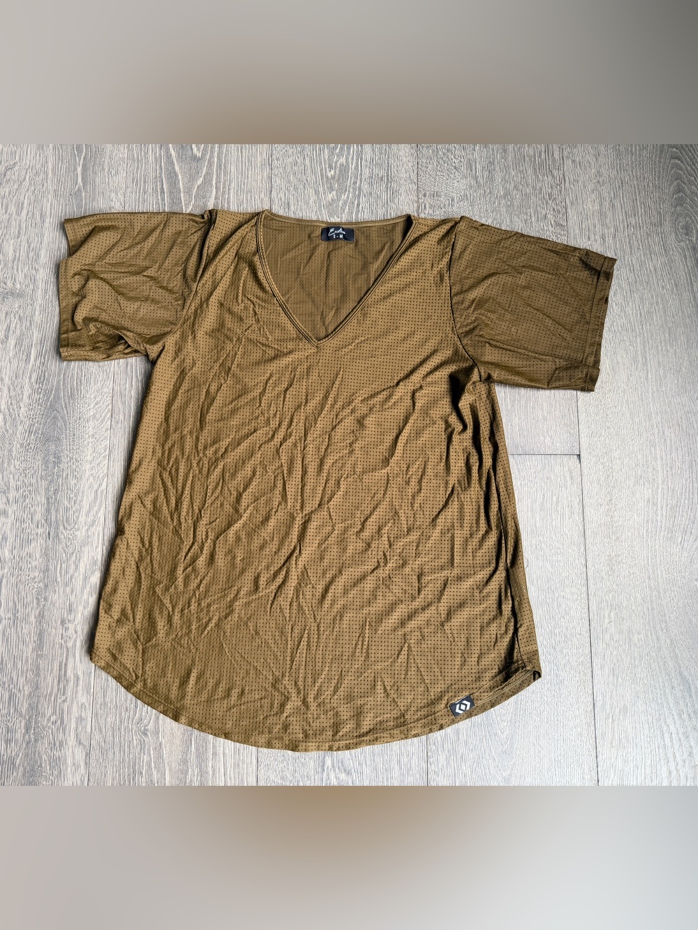 Exotica ExoticAthletica Olive Brown Basketball Bball Mesh V-Neck Boyfriend Tee